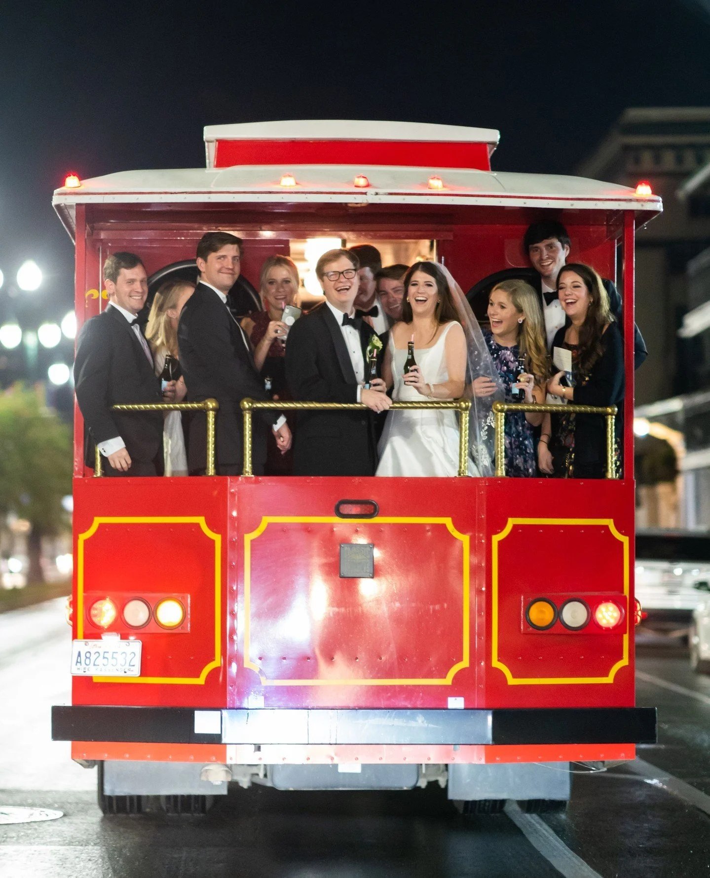 A streetcar ride to the party&mdash;only in New Orleans. The celebration started before they even arrived.⁠
⁠
Bride: @margemctalley⁠
Planner: @an.gle_events⁠
Transportation: @bonomolo_limousines