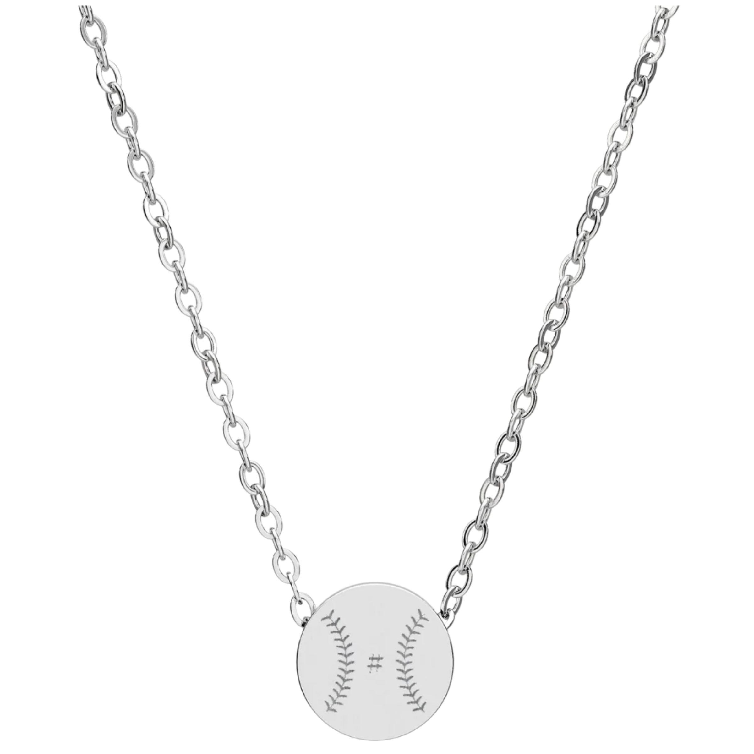 Personalized Baseball Mini Circle Necklace (Engraved)