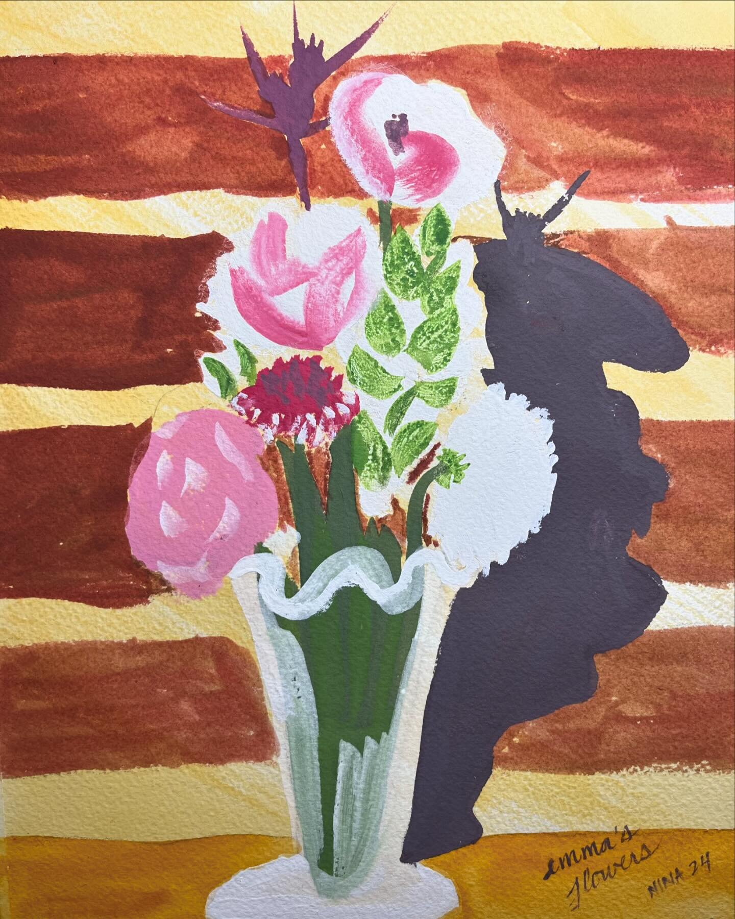 Emma&rsquo;s Flowers.
Spring mourning. Flowers for a free Palestine. 

#flowers #flowerart #springisintheair #gouache  #gouachepainting #limitedpallette
