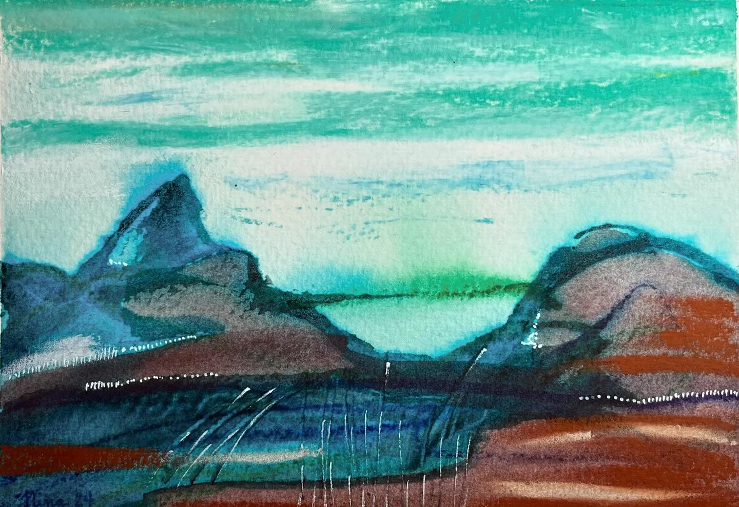 Escaped to an imaginary world today. 

#looselandscape #limitedpallette #mixedmedia #gridjournal