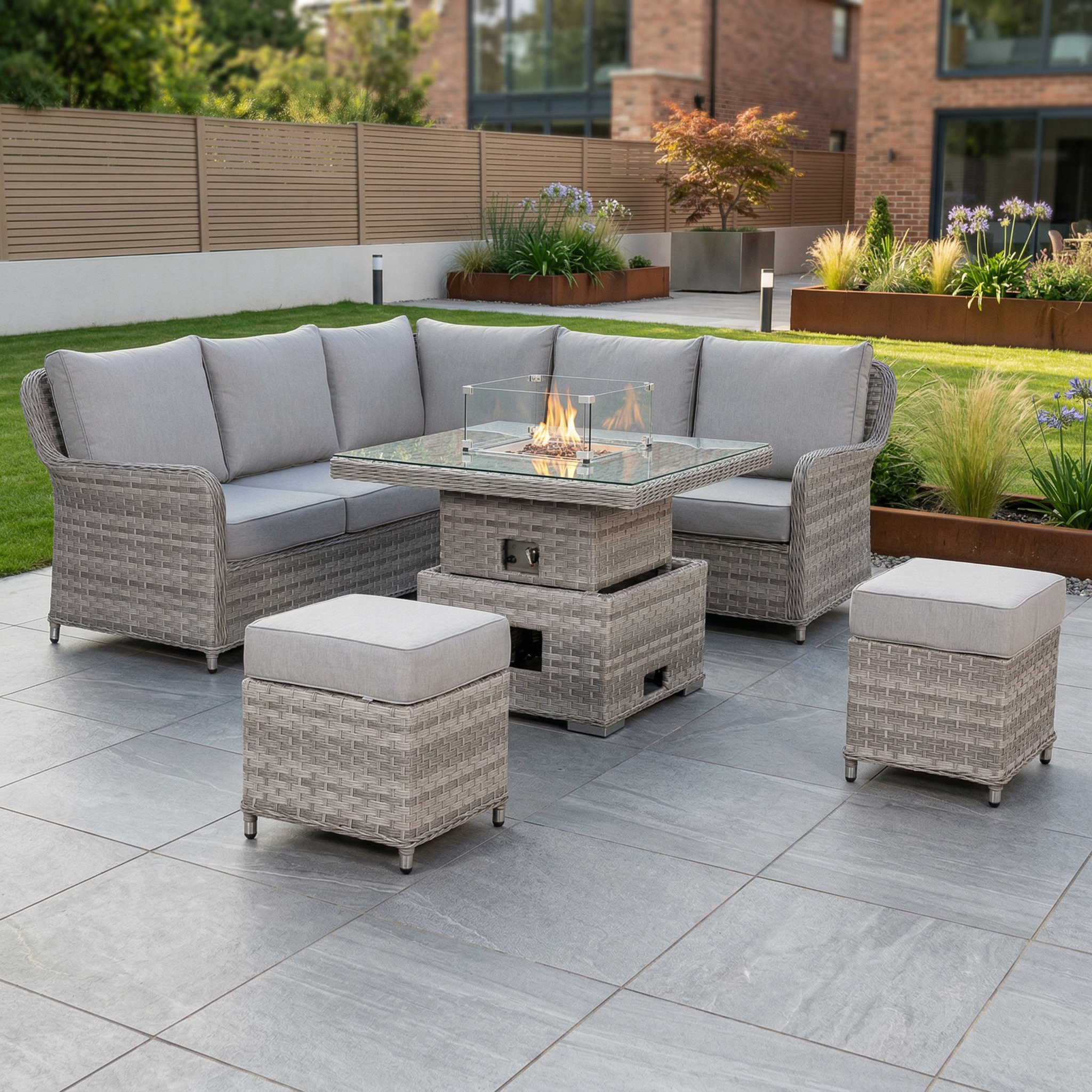 Havana Fire Square Corner Sofa Set