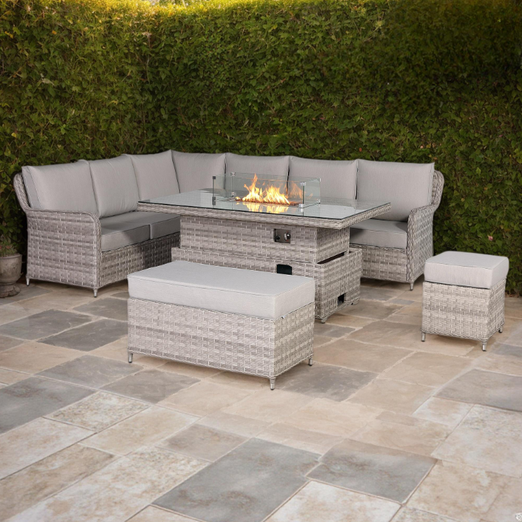 Portofino Large Corner Rising Fire Table Sofa Set