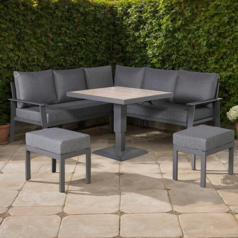 Aria Aluminium Garden Sofa Set with Rising Table