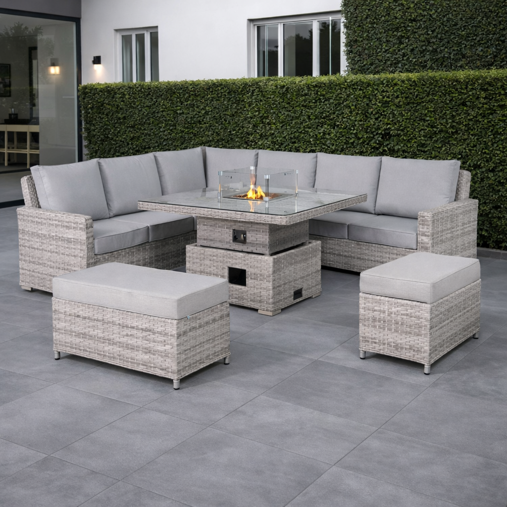 Sorrento Rattan Garden Sofa Set with Fire Table