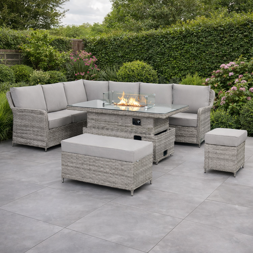 Portofino Large Corner Rising Fire Table Sofa Set