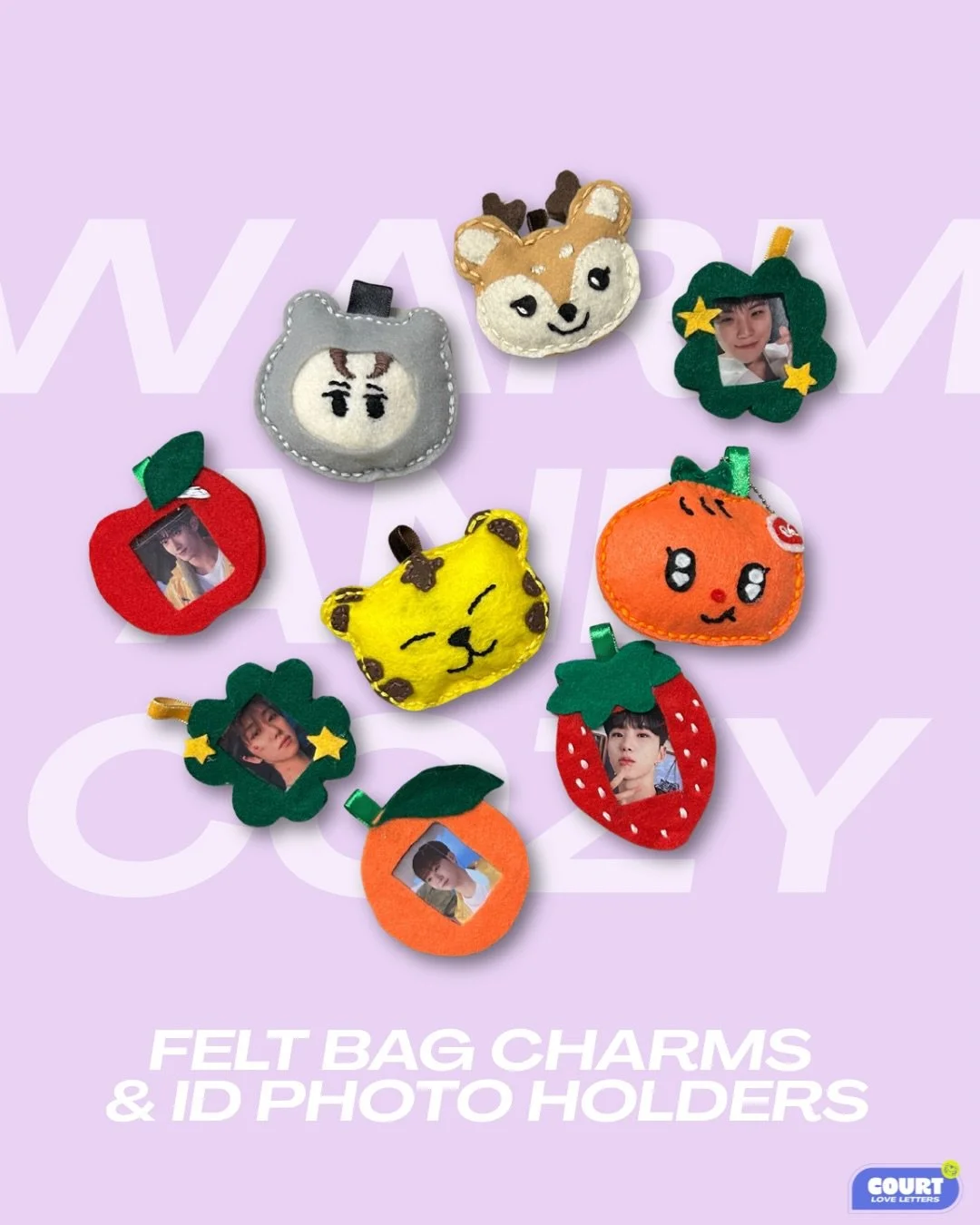 ✨New limited edition drop: Felt Miniteen charms and ID photo holders ⭐️

Hand crafted specifically for two very special January events:
🩵 Booshua&rsquo;s Honey Harmony hosted by @daisiesforsvt and @shuarendipity 
🩵 @choochooartmarket 

Created in s