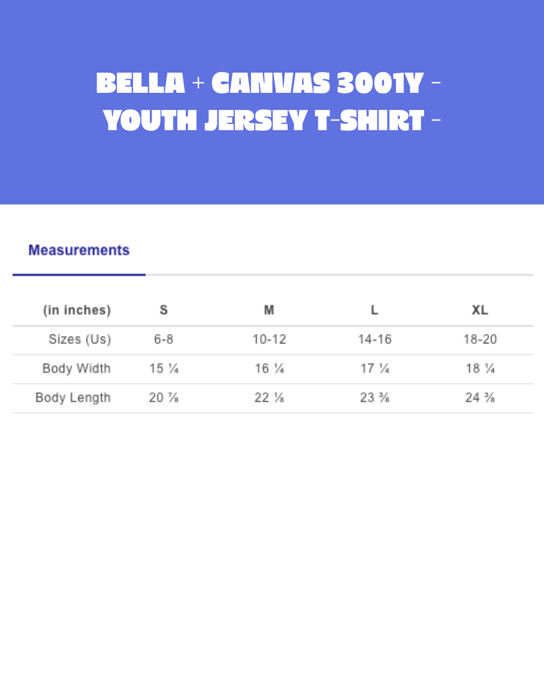Bella + Canvas 3001Y - Youth Jersey T-Shirt -.png