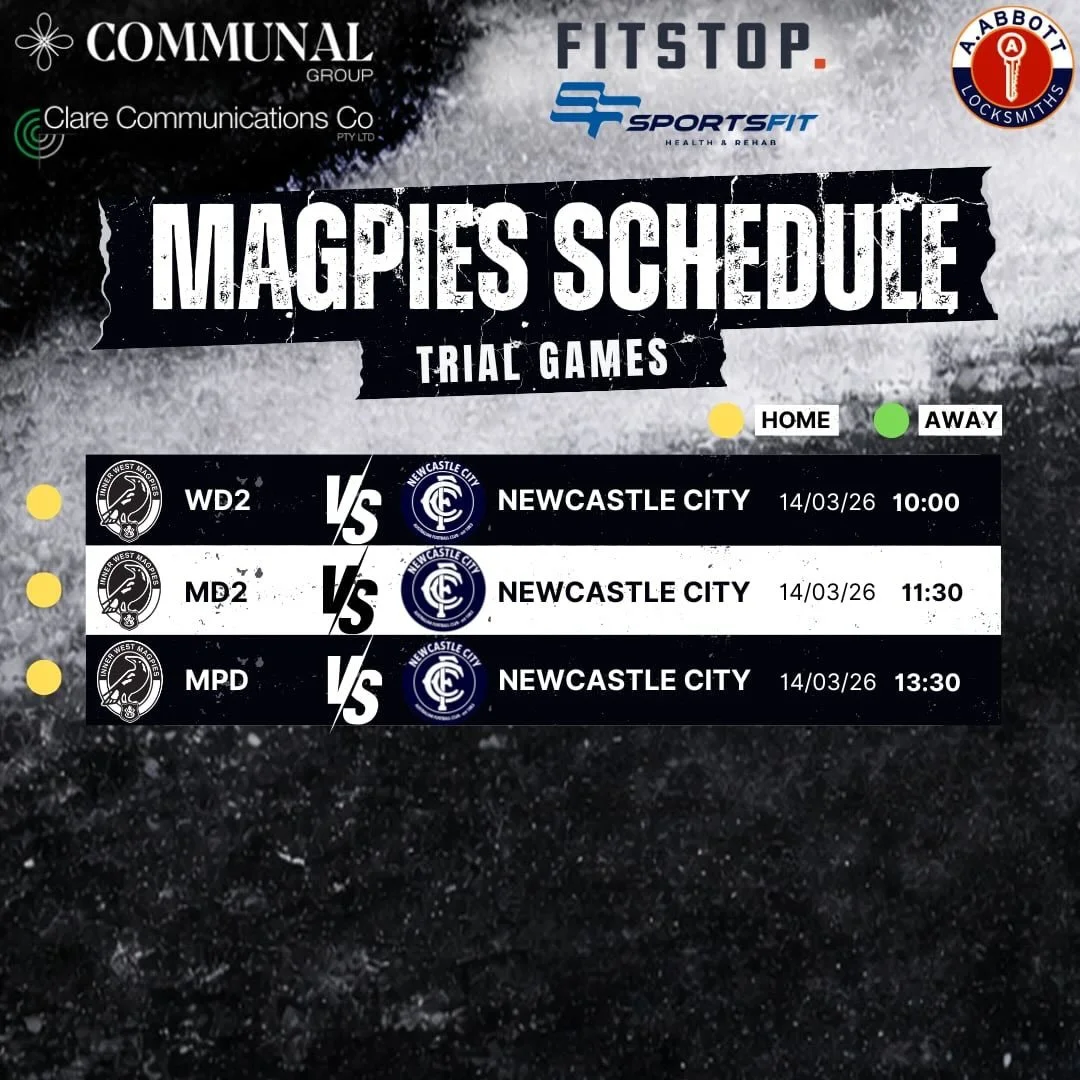 🏉 Mark Lonnon Shield &ndash; Saturday 14th March
The Mark Lonnon Shield returns to Picken Oval for a day that means more than just footy.

🆚 Inner West Magpies vs Newcastle City
🏟 Picken Oval
📅 Saturday 14th March

3 games. One oval. One shared p