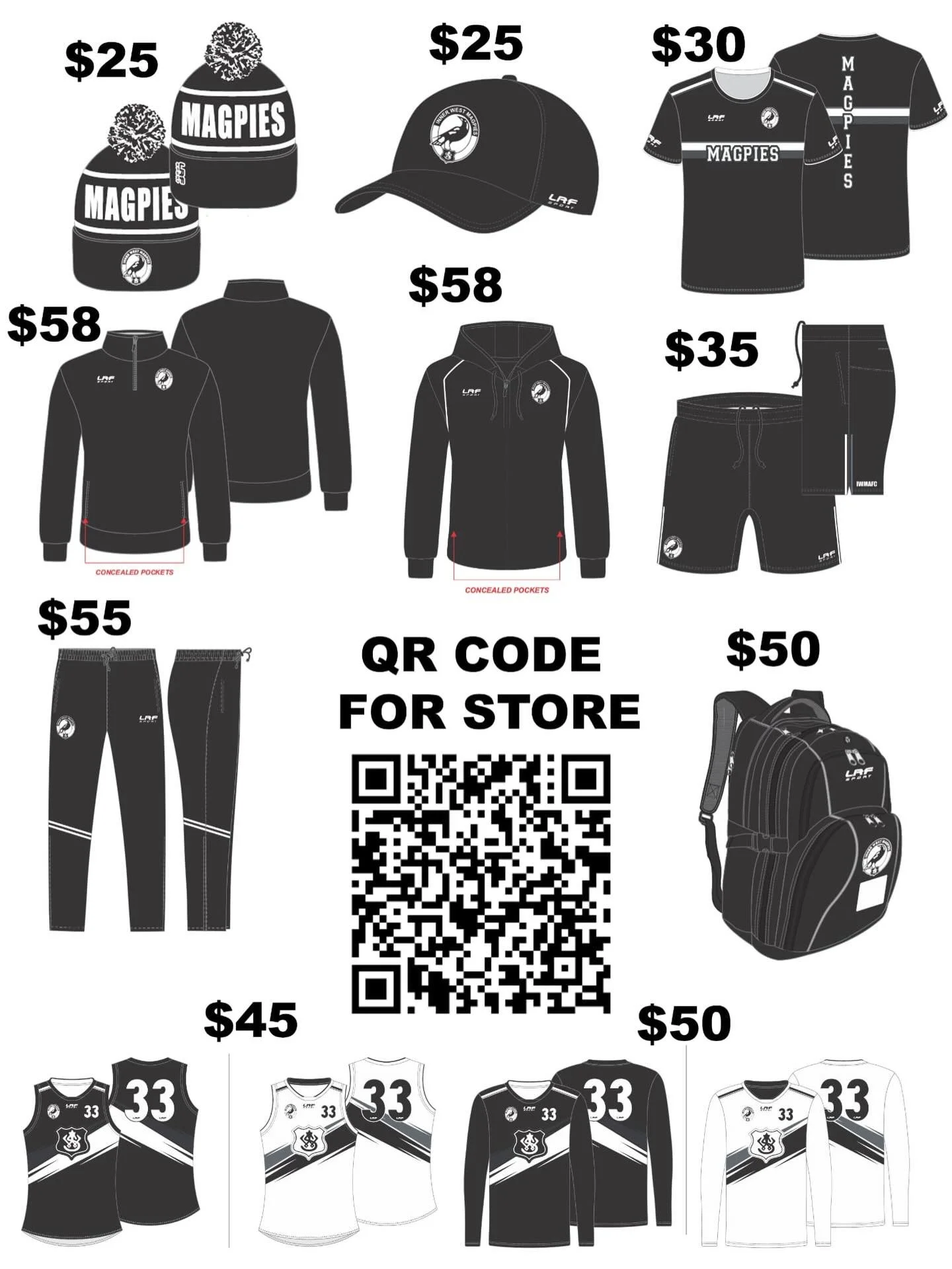 Big thanks to @lrf__sport 🙌 Our merch store is now LIVE and open until 27/04!

Get yourself sorted for the season with all your Magpies gear 🖤🤍
All orders will be delivered directly to the club.

Available now:
🧢 Beanies &ndash; $25
🧢 Caps &ndas