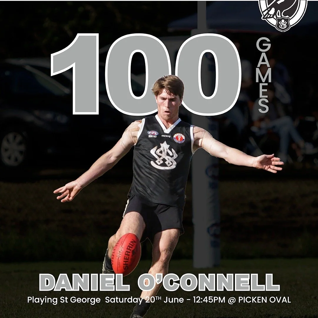 100 CLUB GAMES 

A huge congratulations to Daniel O'Connell who runs out this weekend for his 100th club game in the black and white!

Daniel first joined the Magpies back in 2017 from AFL Canberra, giving everything to this club through to the end o