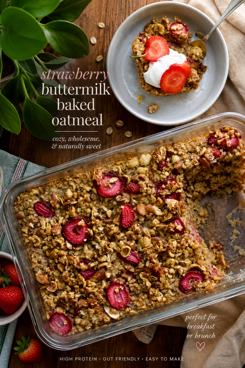 Strawberry Buttermilk Baked Oatmeal