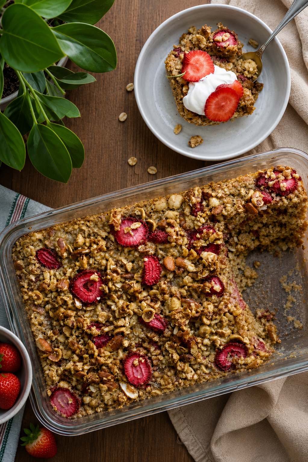 Strawberry Buttermilk Baked Oatmeal