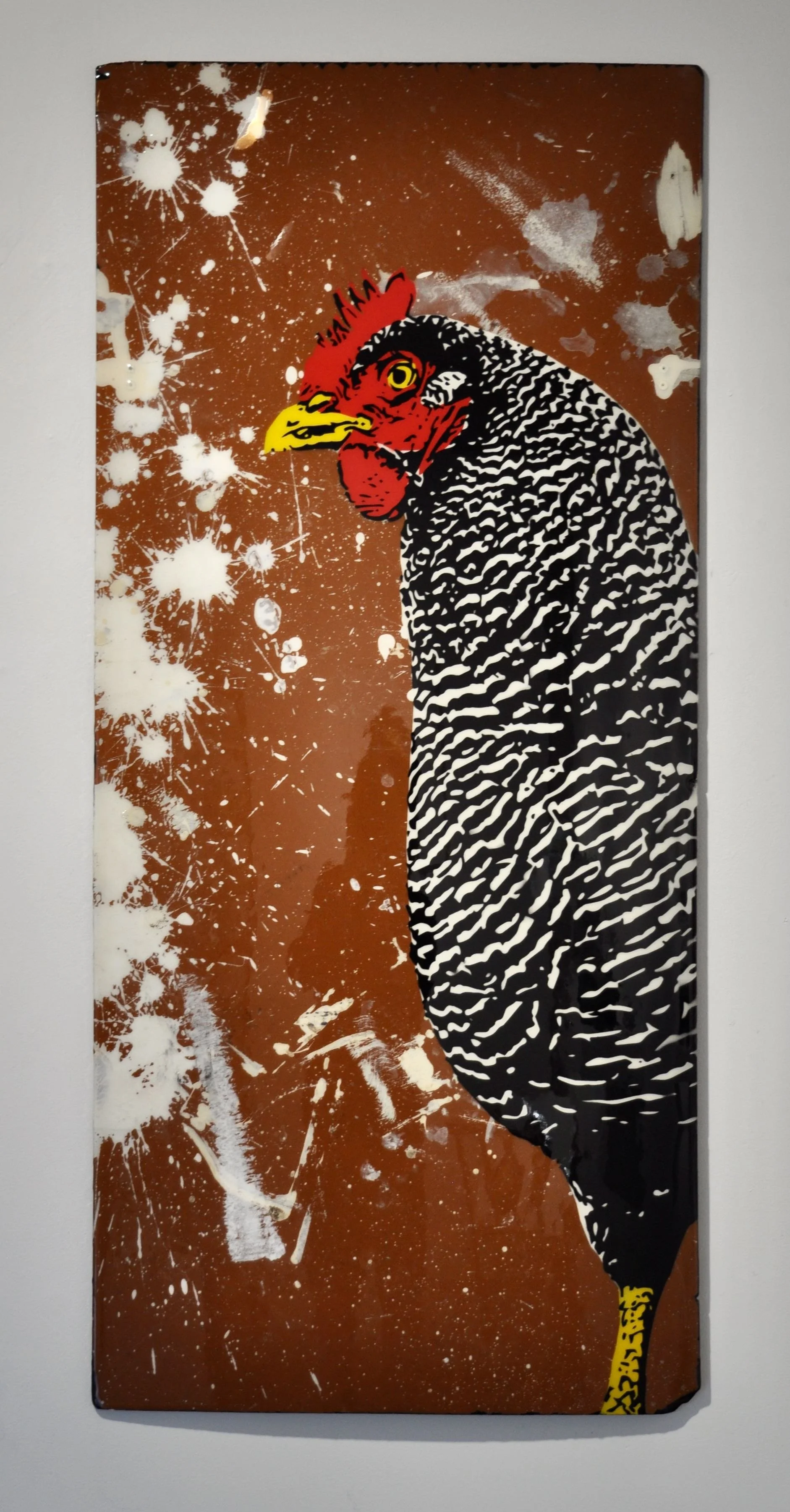 Bok Splatter   Old hardwood panel, Molotow paints, resin