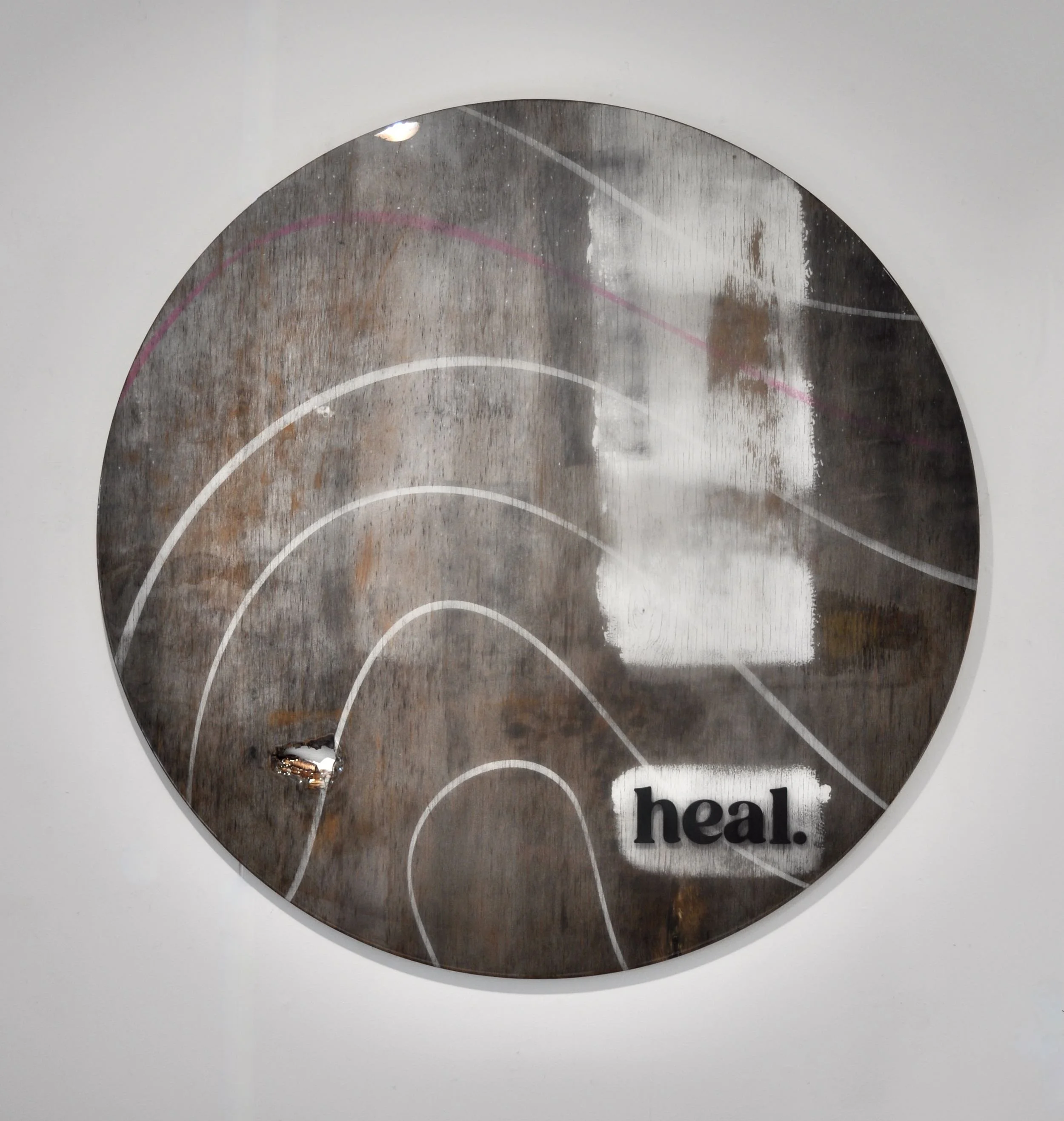 Healing Circle Round 2   Old plywood, Molotow paints, 6mm acrylic, resin
