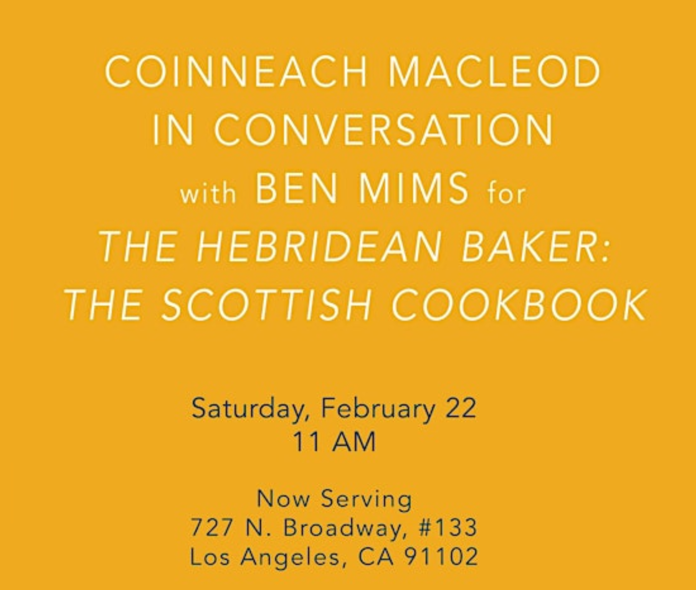 The Hebridean Baker in Conversation for The Scottish Cookbook @ Now Serving