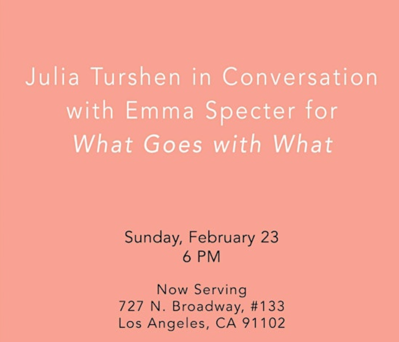 Julia Turshen in Conversation for What Goes with What @ Now Serving