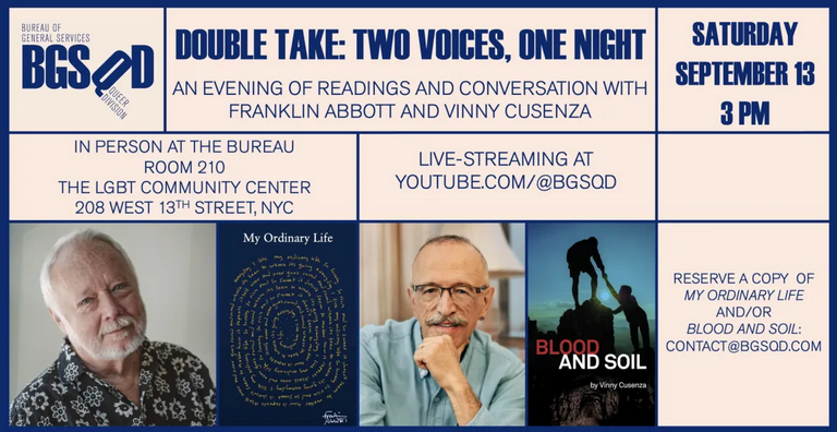 Franklin Abbott (MY ORDINARY LIFE) and Vinny Cusenza (BLOOD AND SOIL)