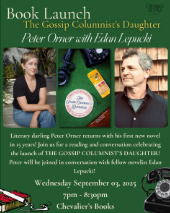 Peter Orner's (THE GOSSIP COLUMNIST'S DAUGHTER) with Edan Lepucki