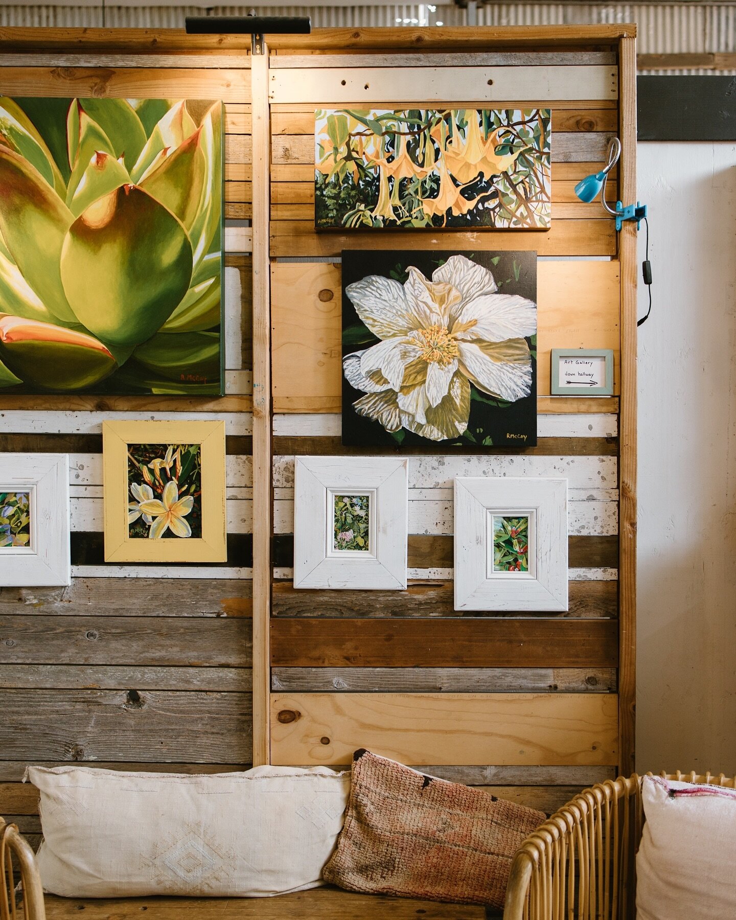 You can find Robin&rsquo;s gorgeous work (@realmccoykauai) both in her art gallery (on the right side of the Warehouse if you enter from the street) as well as by our main seating area! You absolutely won&rsquo;t want to miss it!