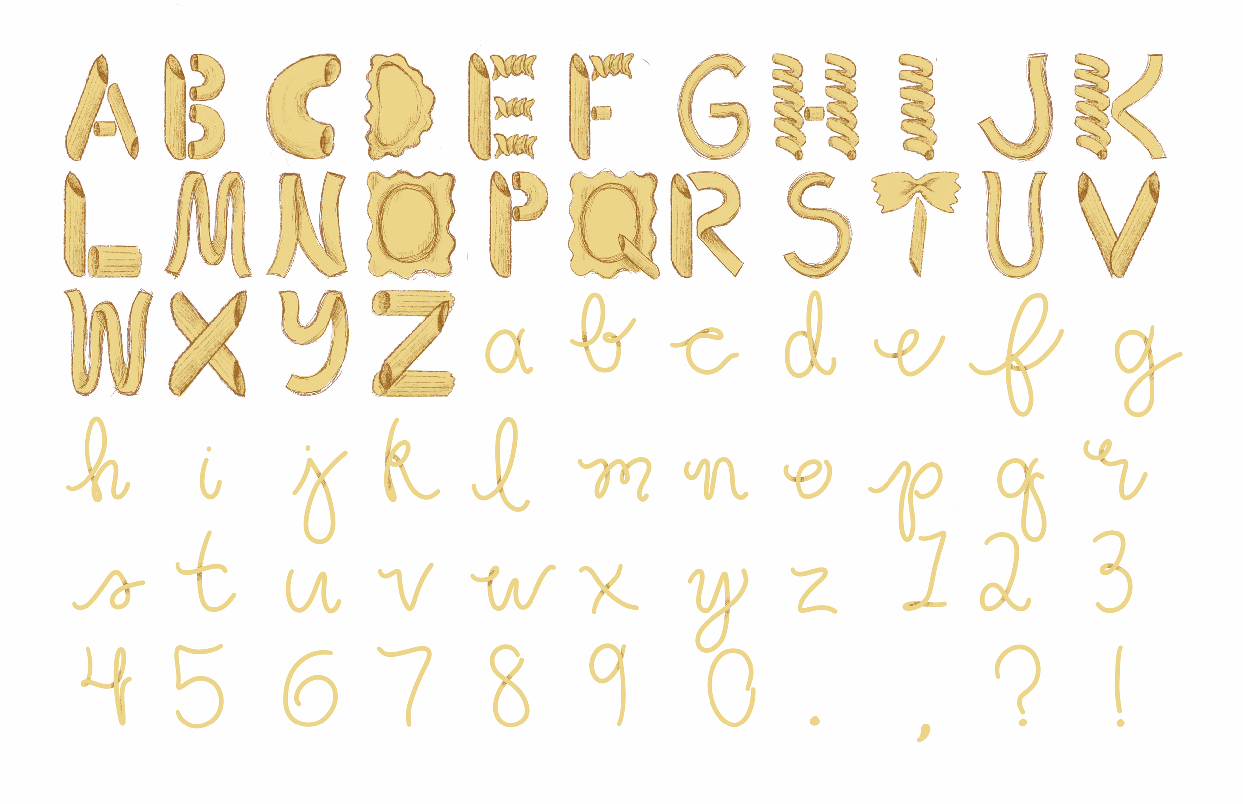 'Pasta Lover' font set