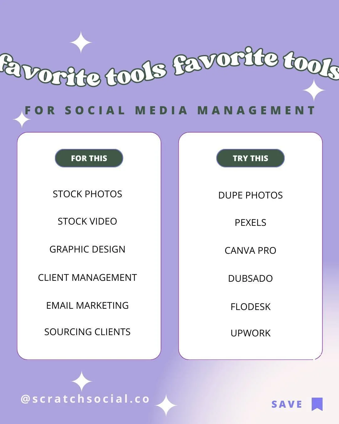 Say hello to my FAVORITE social media management tools.

If you are looking for vetted tools that can help you create content, find clients, and manage your business, you have come to the right place.

✏️ Bookmark these tools so you can reference the