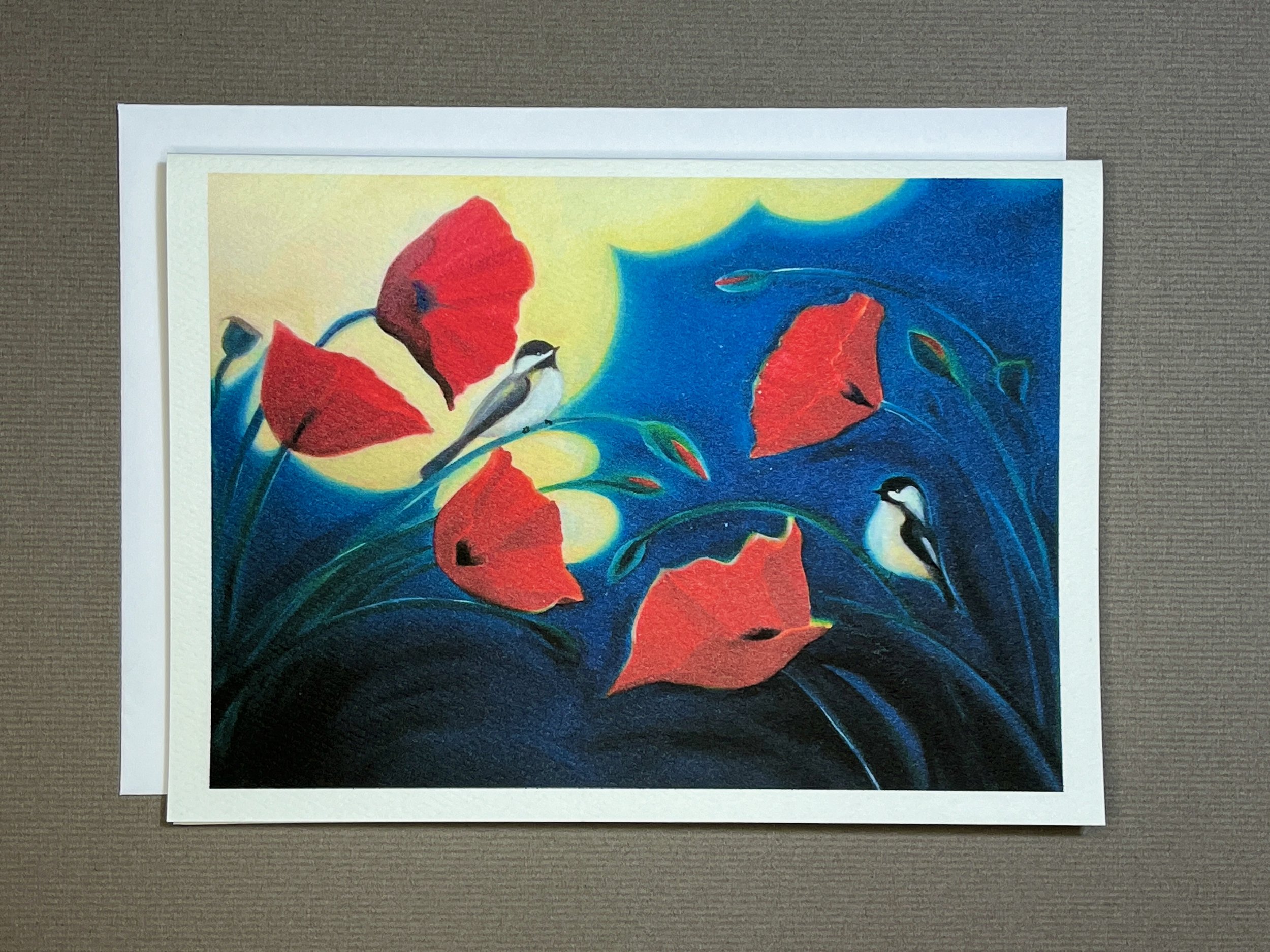 Katrina's-Cards-Evening-Chickadees-Poppies-A7-Notecard-art-red-flower-bird.jpeg