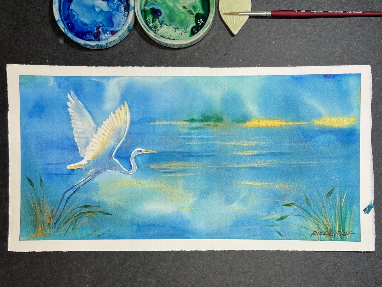 Katrina-Meister-Azure-Egret-watercolor-painting-deskshot.jpeg