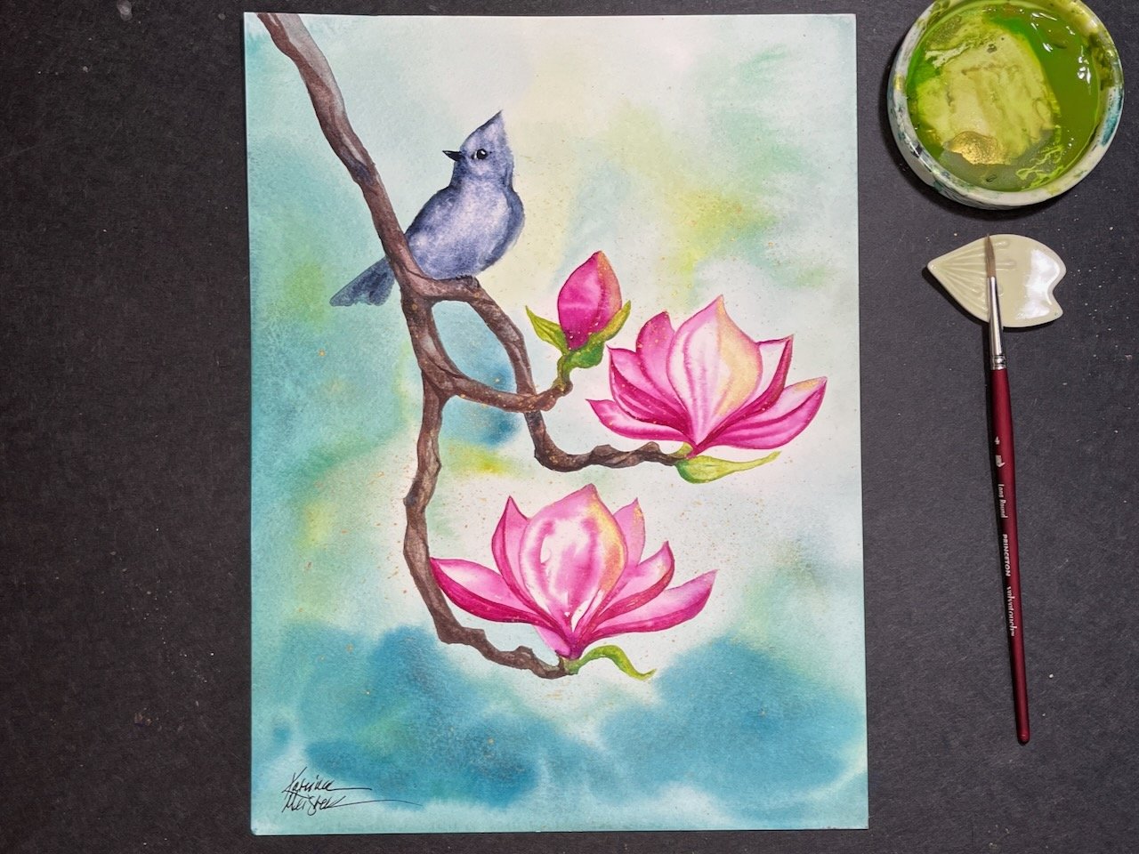 Katrina-Meister-Oak-Titmouse-Magnolia-watercolor-deskshot.jpeg