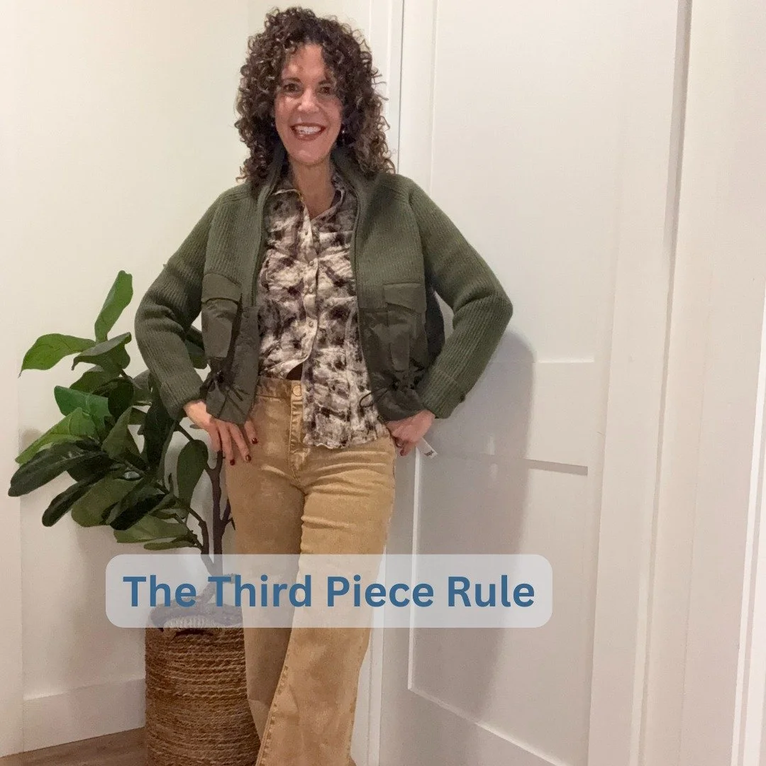 ✨ The secret to looking instantly put-together? The Third Piece Rule. ✨

It&rsquo;s simple: your first two pieces are your basics (think jeans + a sweater). The third piece is the magic &mdash; a jacket, vest, scarf, or statement accessory that takes