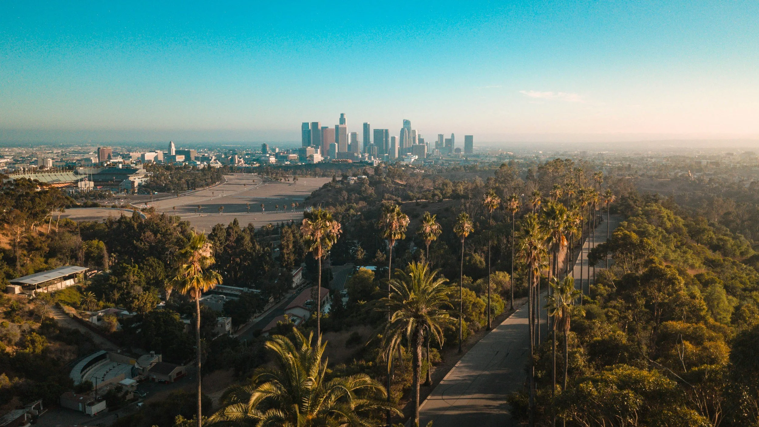 Aerial view of Southern California industrial corridor