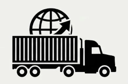Logistics and transportation industry symbol representing freight, trucking, supply chain management, and international shipping.