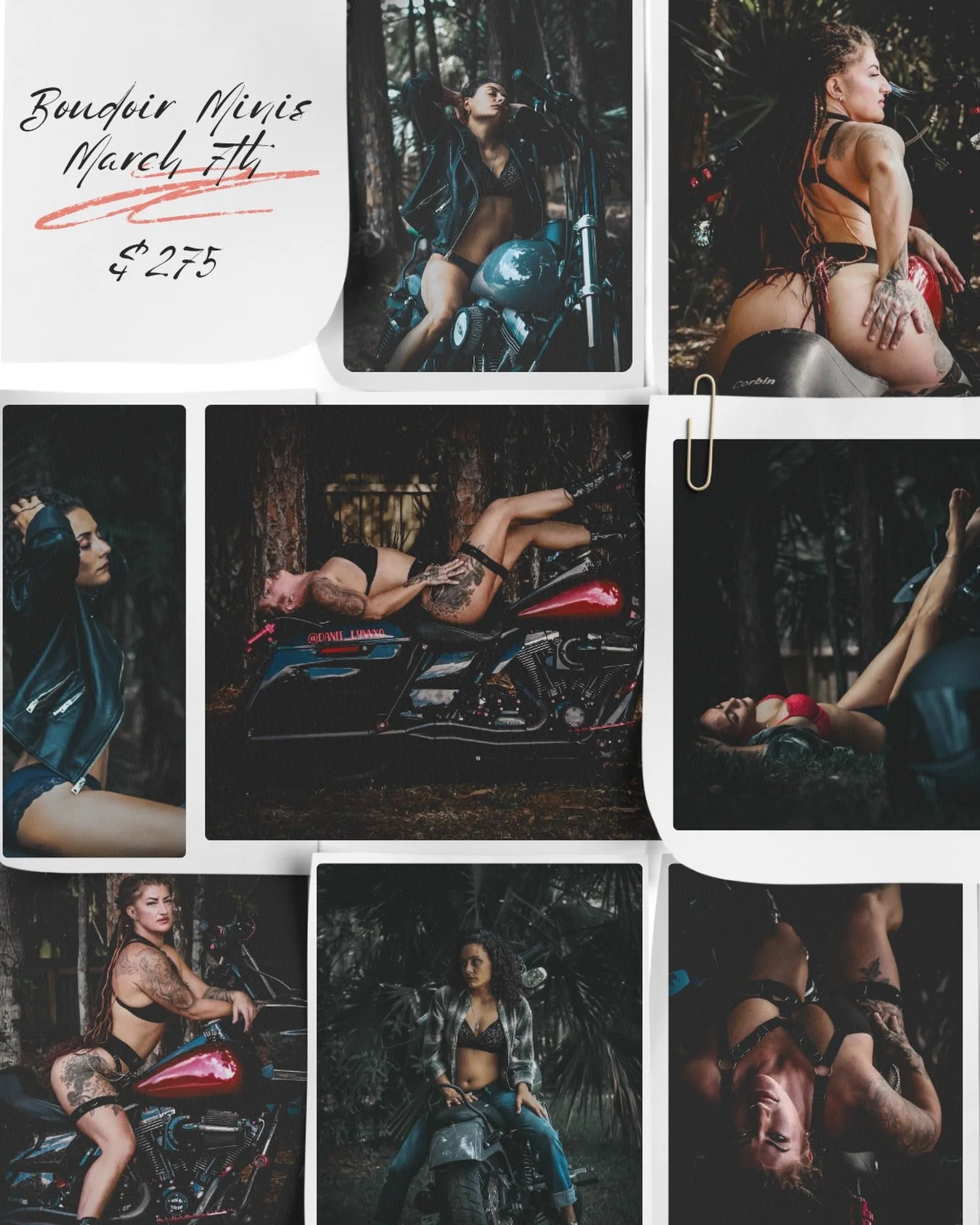 Boudoir Minis are BACK and this one&rsquo;s got horsepower.

🖤 March 7th
🏍 Motorcycles provided
⏰ 30-minute session
📸 20+ edited images guaranteed
💵 $275

Only morning slots are still open. Once they&rsquo;re gone, they&rsquo;re gone. This set is