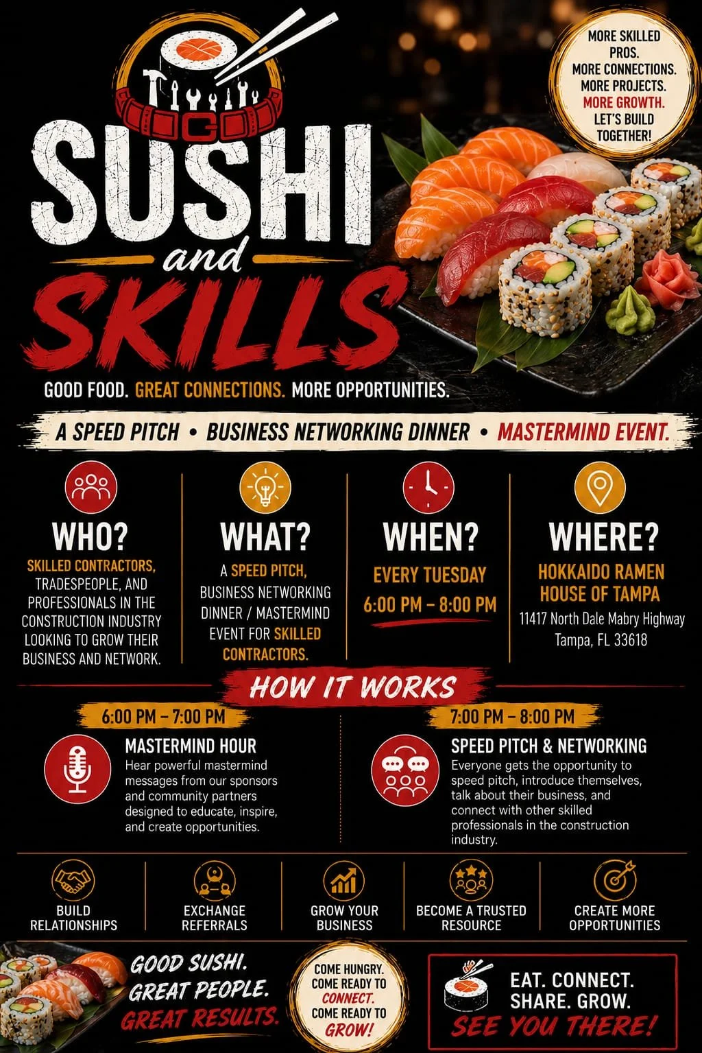 Sushi & Skills Business Networking Dinner (Skilled Trades)