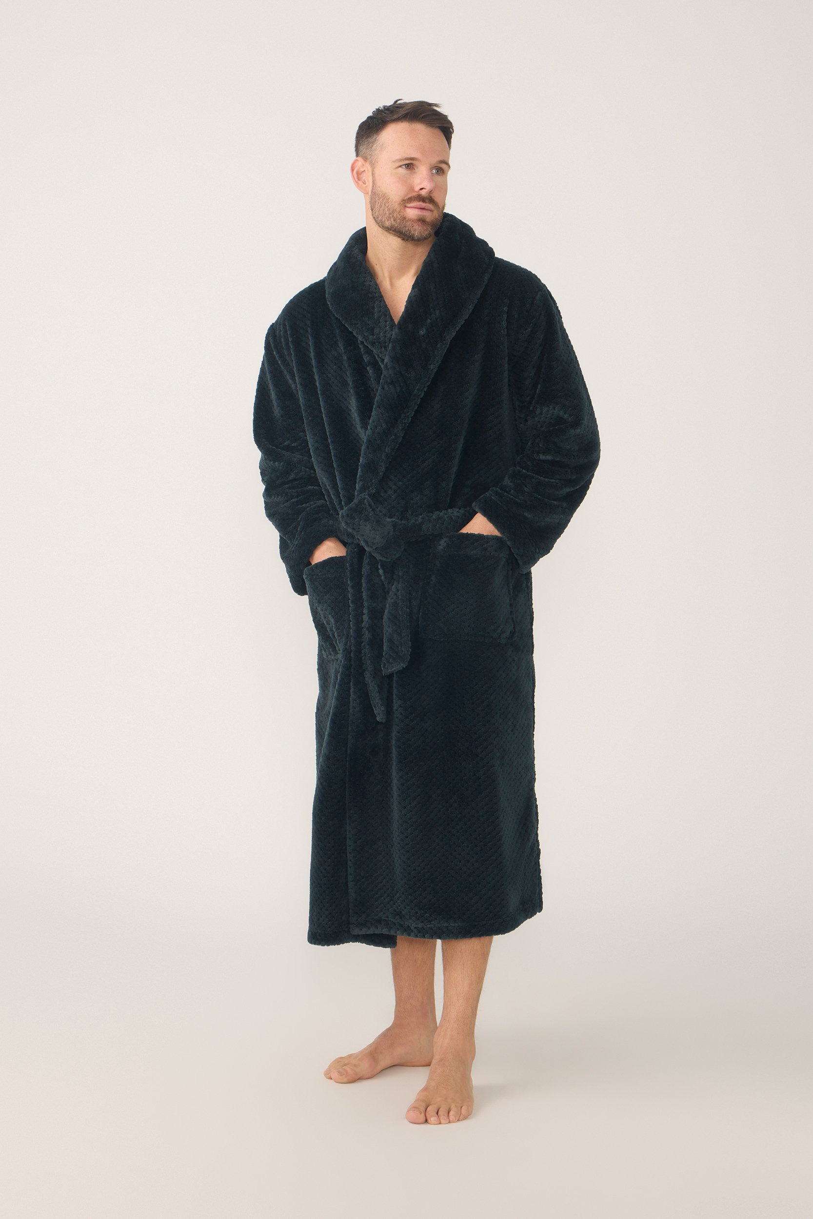 Long Sleeve Jacquard Robe - Charcoal