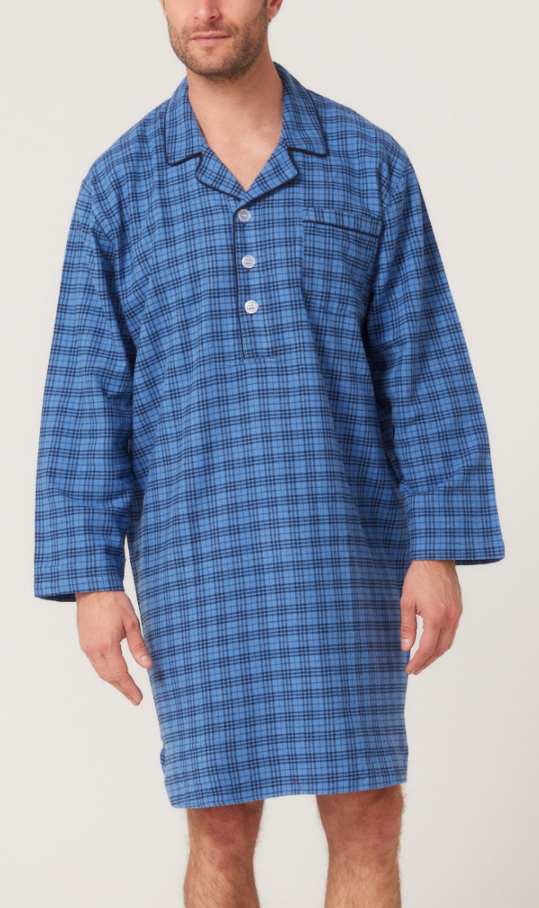 Winterweight Long Sleeve Nightshirt - Federal Blue Check