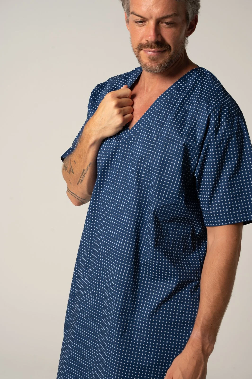 Men’s Featherweight Cotton Short Sleeve Nightshirt – Ultra Navy