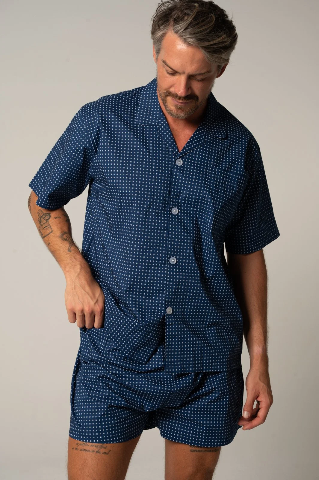 Men’s Featherweight Cotton Short Sleeve Pyjama Set – Ultra Navy