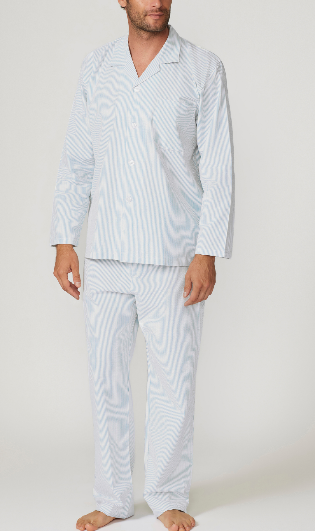 Seersucker Stripe Long Sleeve Set