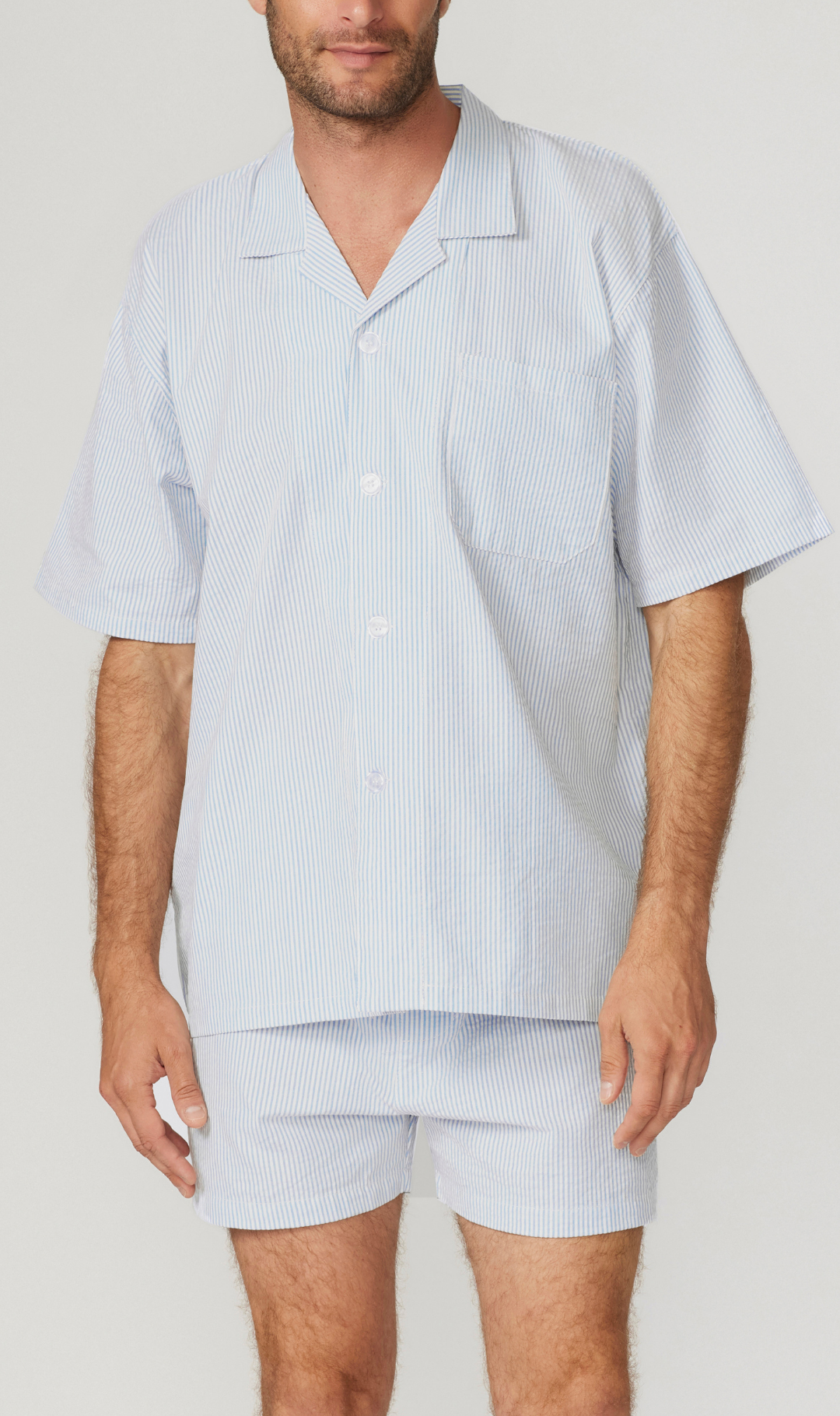 Seersucker Stripe Short Sleeve Set