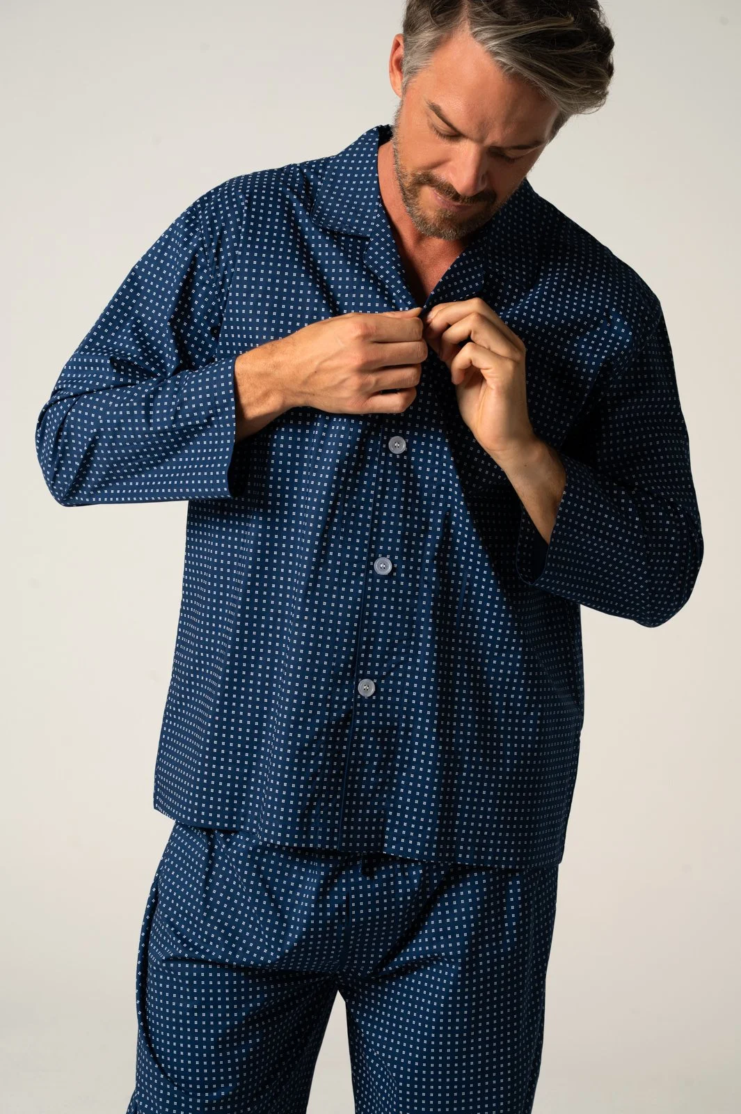 Men’s Featherweight Cotton Long Sleeve Pyjama Set – Ultra Navy