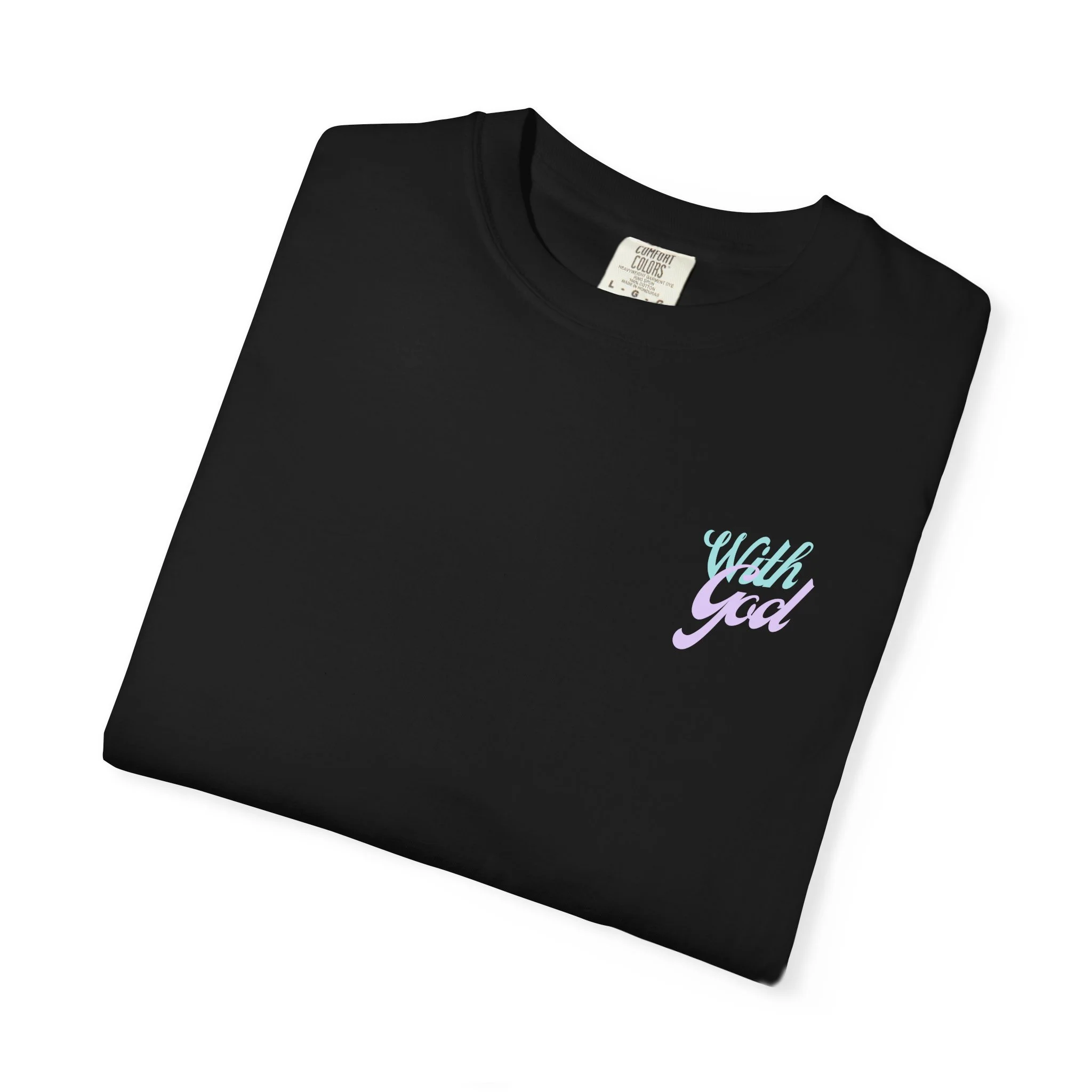 Black With God faith-based tee styled with jeans