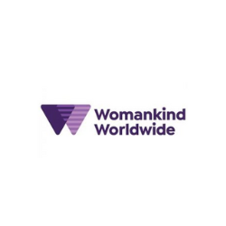 Womankind Worldwide logo in purple and black text