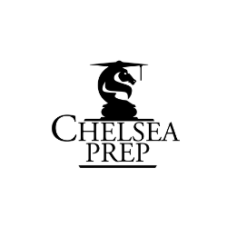 Chelsea Prep logo featuring a black knight chess piece with a graduation cap and the words 'Chelsea Prep' beneath it.