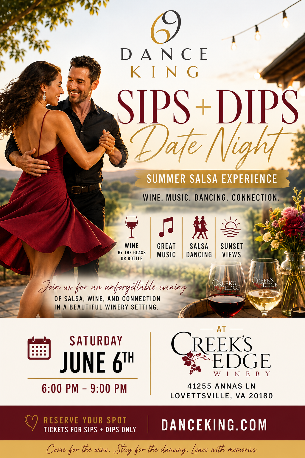 Sips + Dips Date Night at Creek’s Edge Winery | Salsa Edition
