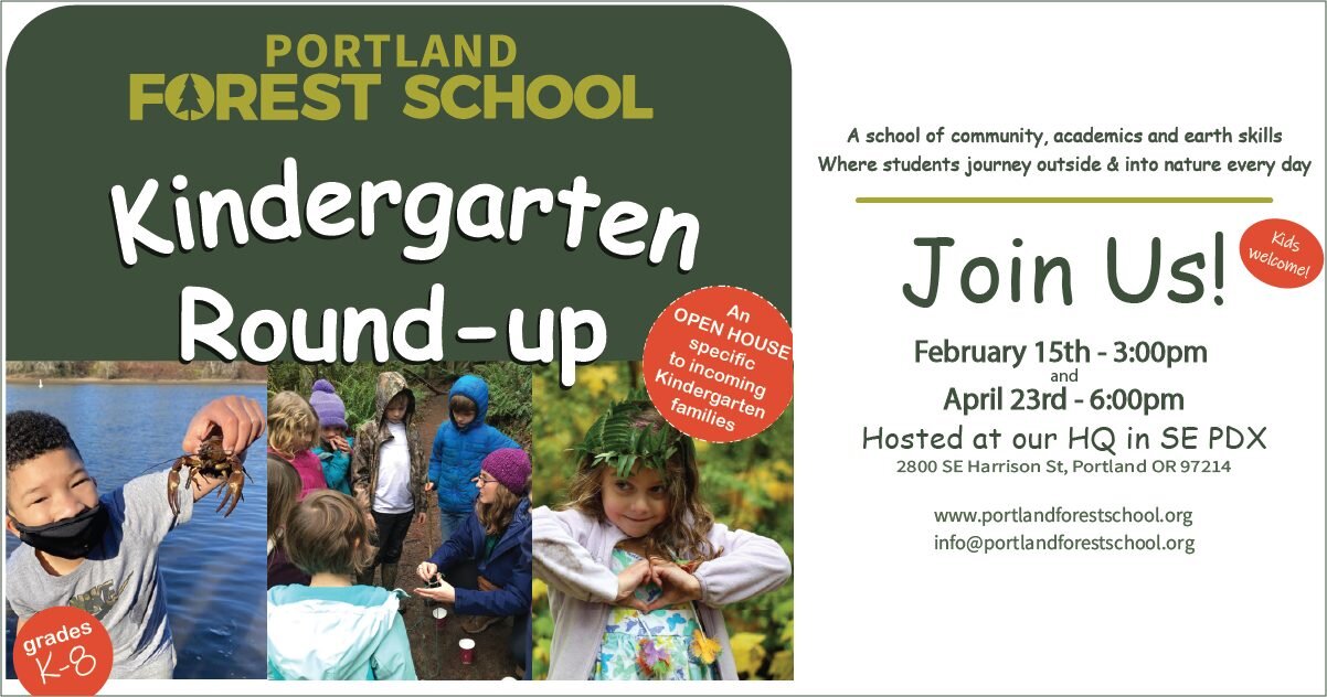 Join us for a Kindergarten RoundUp, an Open House specific to incoming kindergarten families! We would love to share how our nature-first approach to education cultivates lifelong learning and resiliency. RSVP for a Kindergarten Round-up here https:/