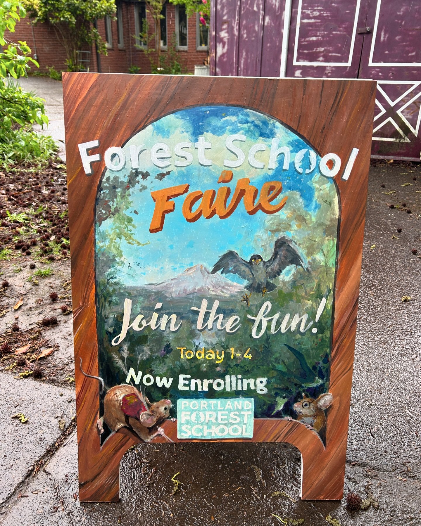 Forest School Faire happening now! Indoor family fun on this rainy May day🌲

A big thank you to the sign artist (and Forest School parent) Toby Linwood @tobylinwood of Tattoo 34 @tattoo34pdx 🎨