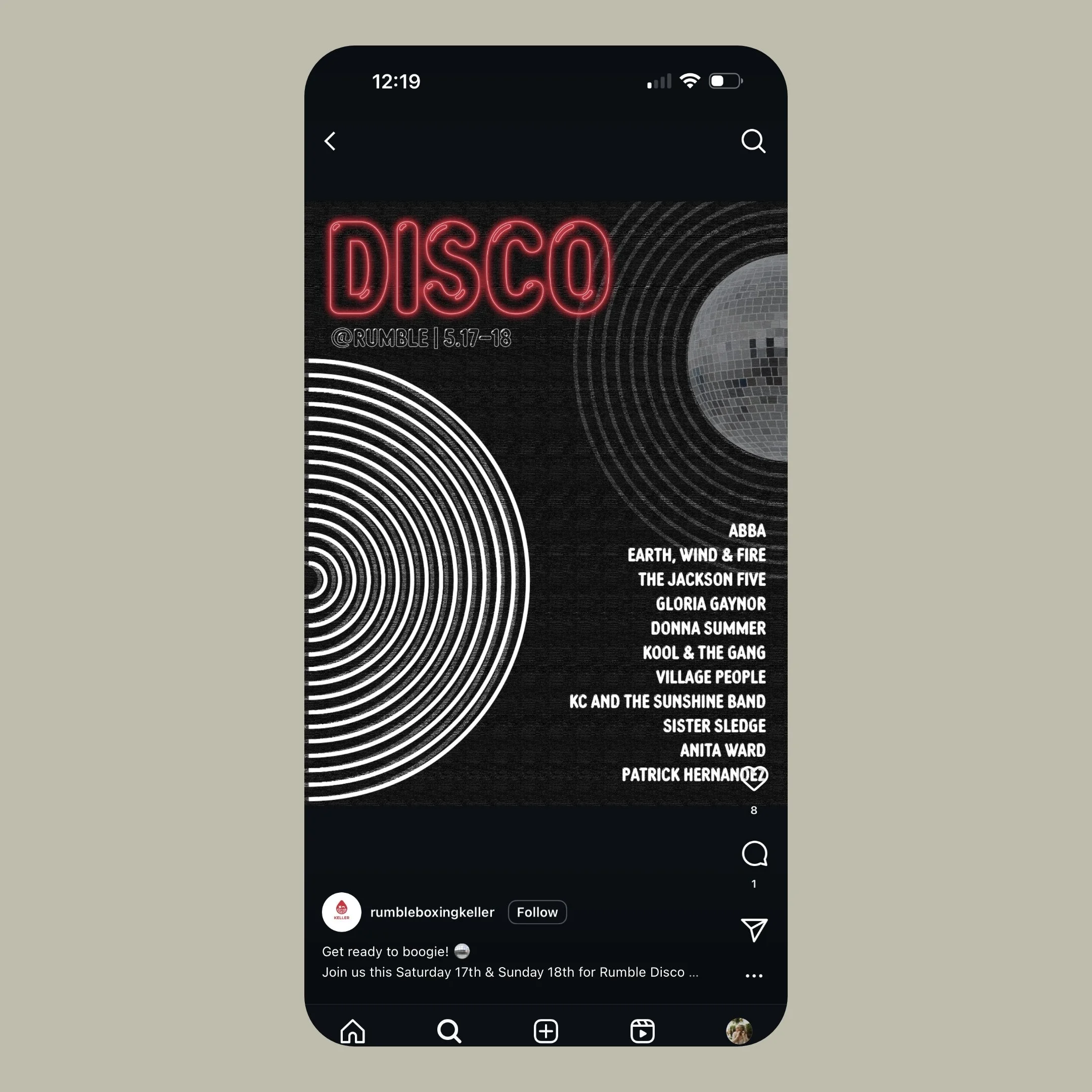 Rumble Boxing Disco Playlist – Editable Social Template