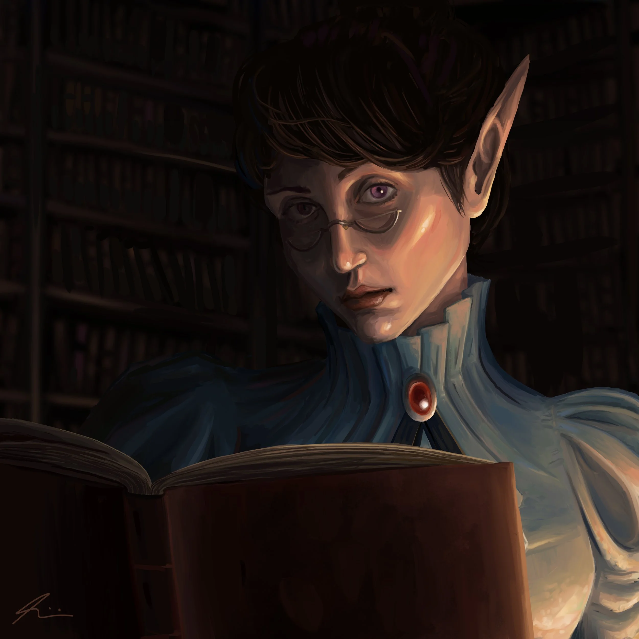 An elvish librarian making sure that you aren't speaking too loudly.