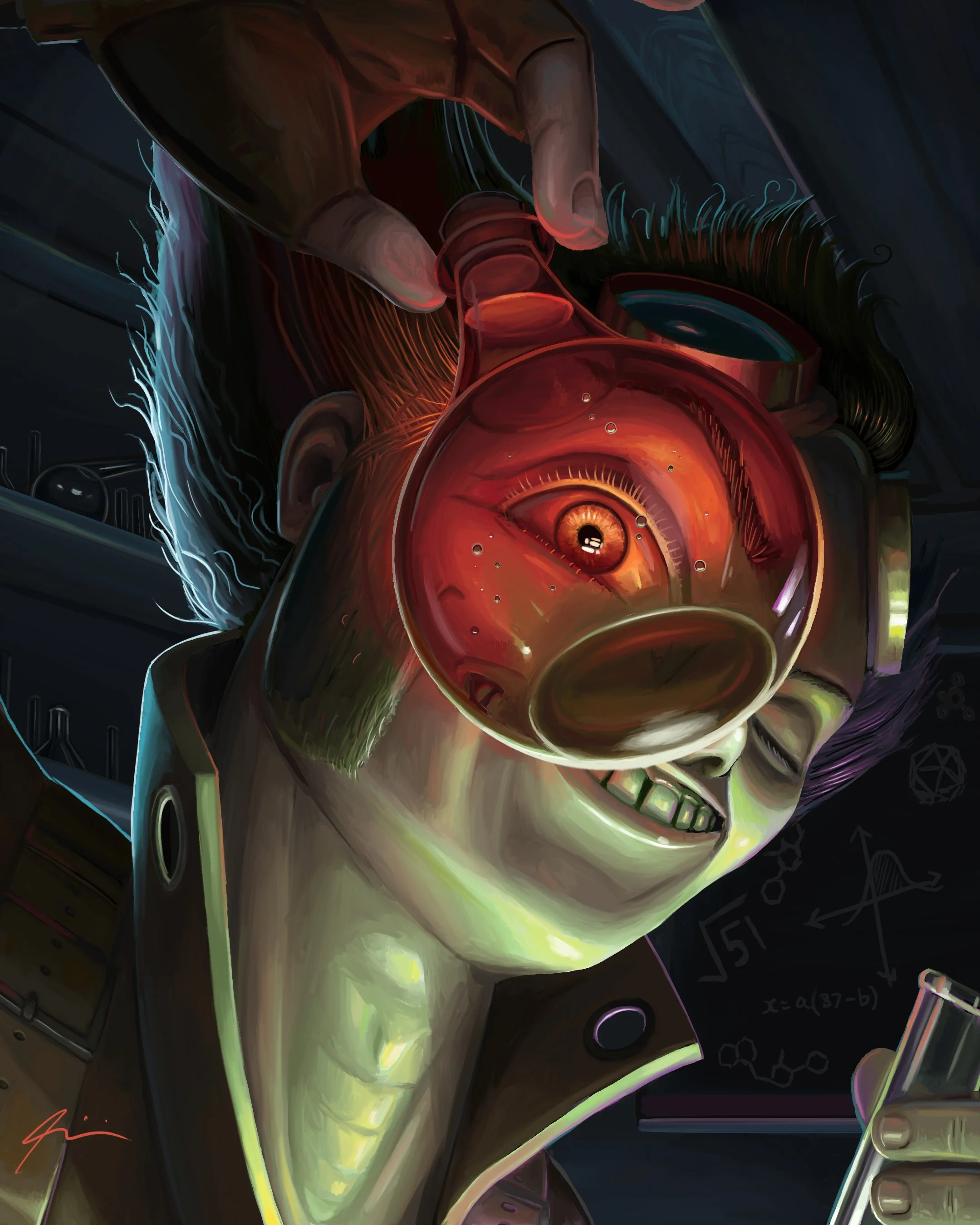 A mad alchemist who's just succeeded in creating the potion they desired.