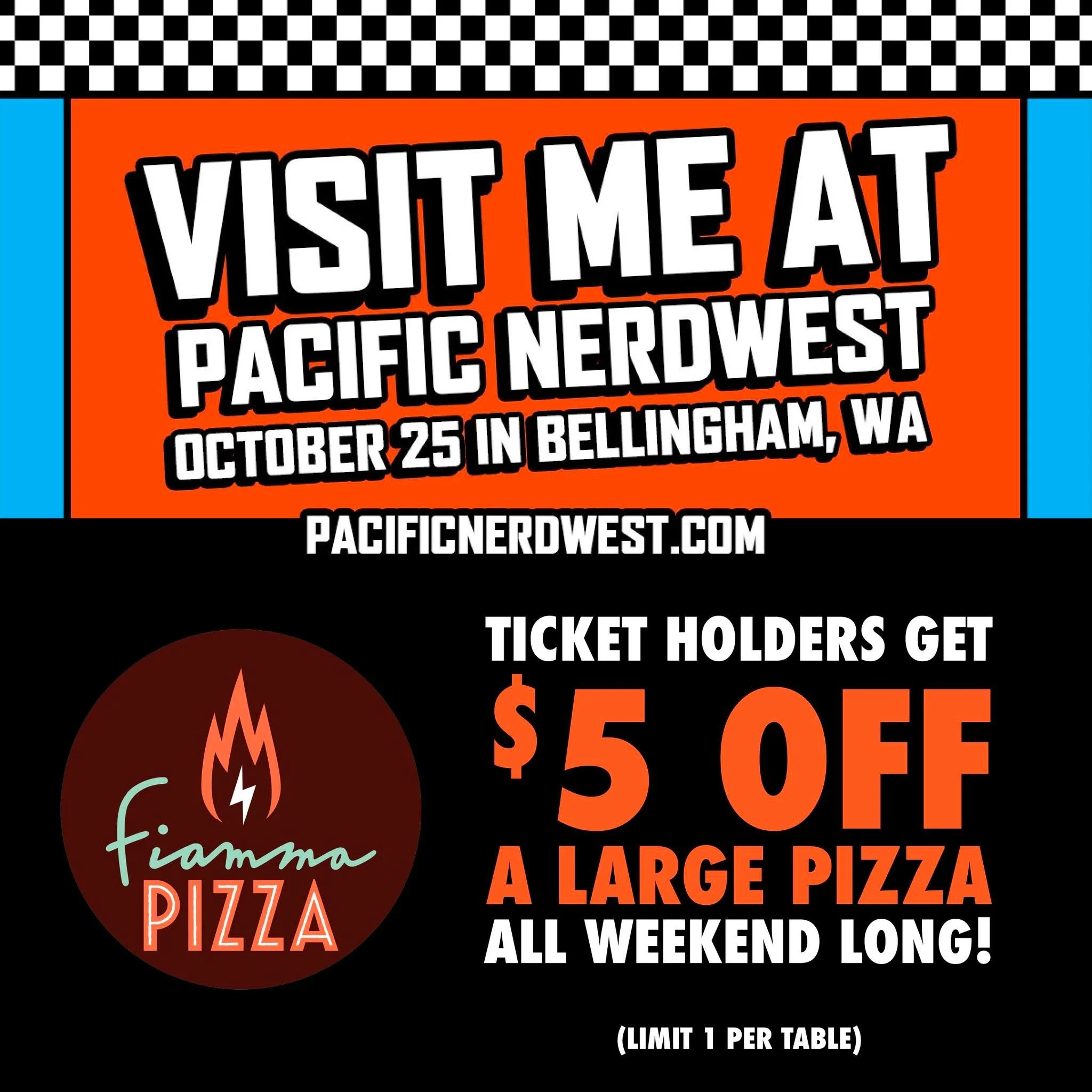 CALLING ALL NERDS!! Fiamma Pizza & Pye Hole have some stellar deals for @pacificnerdwestcon ticket holders 🦸‍♀️ Deals are running Friday thru Sunday, so assemble your squad, bring your tickets and swoop by this weekend to snag these super de
